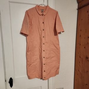 Coral shirt dress